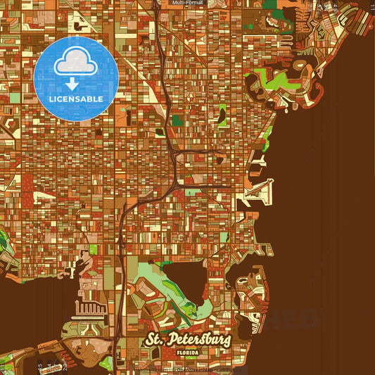 St. Petersburg Florida Farmhouse Poster Art Map Template