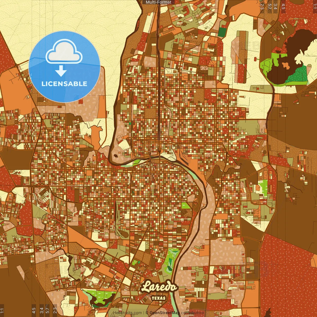 Laredo Texas Farmhouse Poster Art Map Template