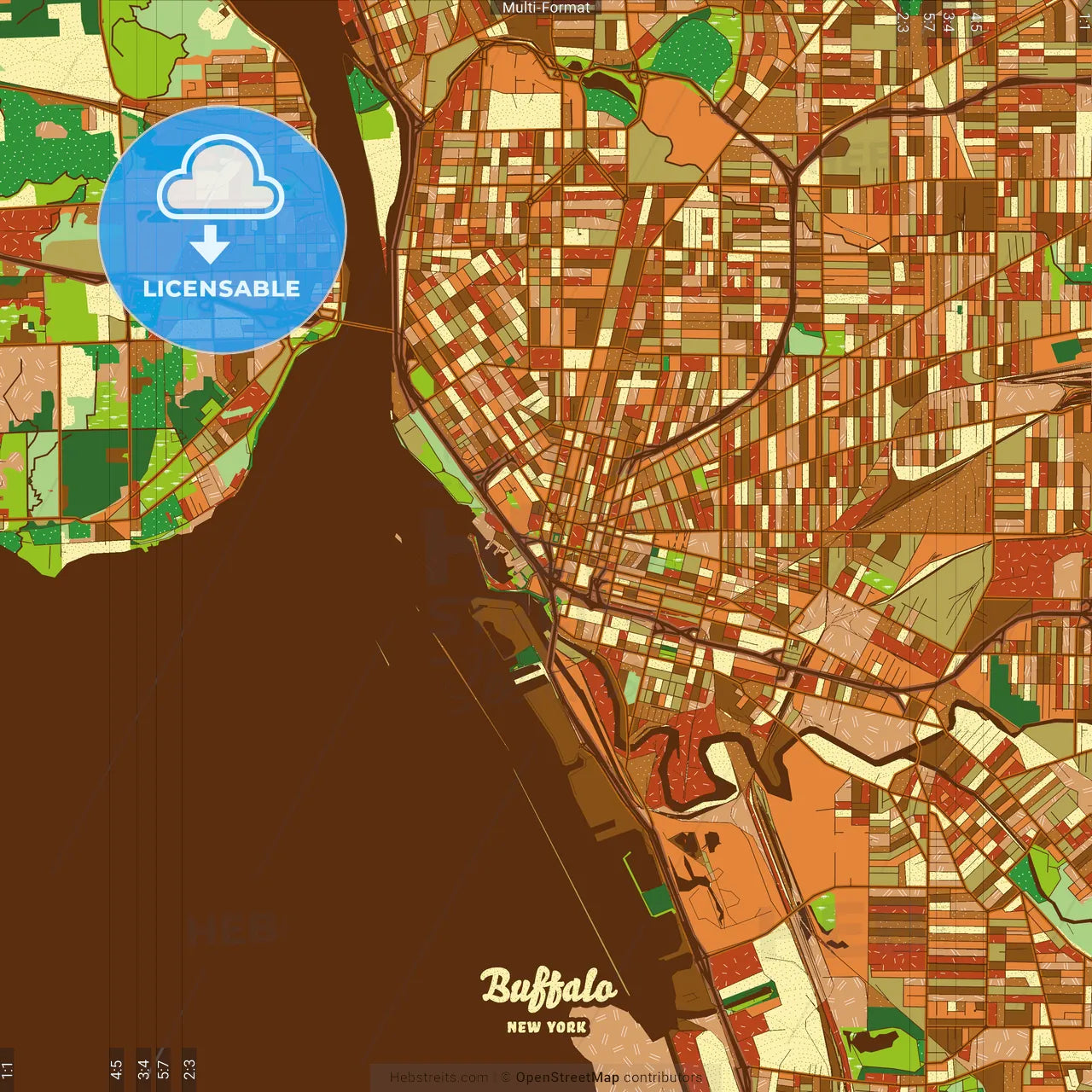 Buffalo New York Farmhouse Poster Art Map Template