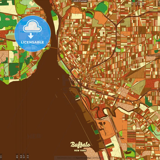 Buffalo New York Farmhouse Poster Art Map Template