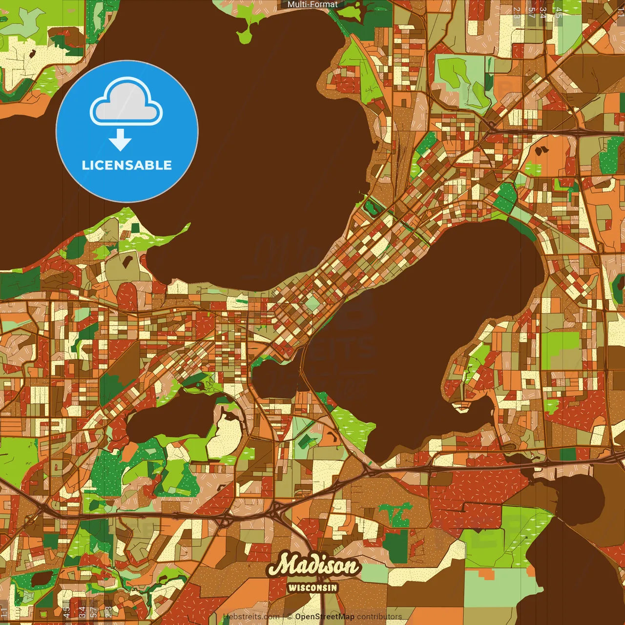 Madison Wisconsin Farmhouse Poster Art Map Template