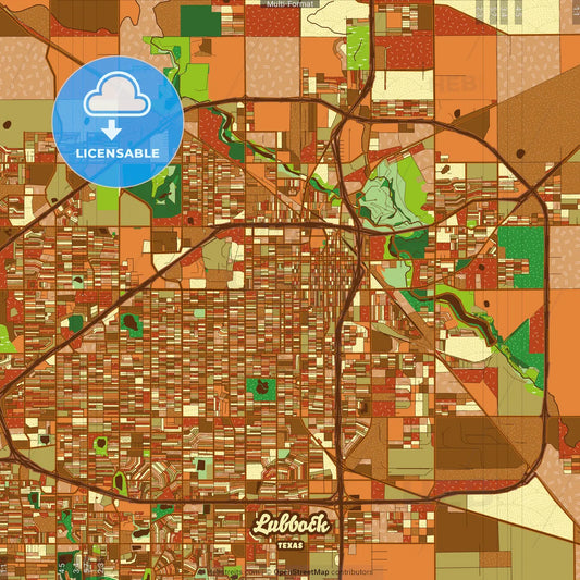 Lubbock Texas Farmhouse Poster Art Map Template