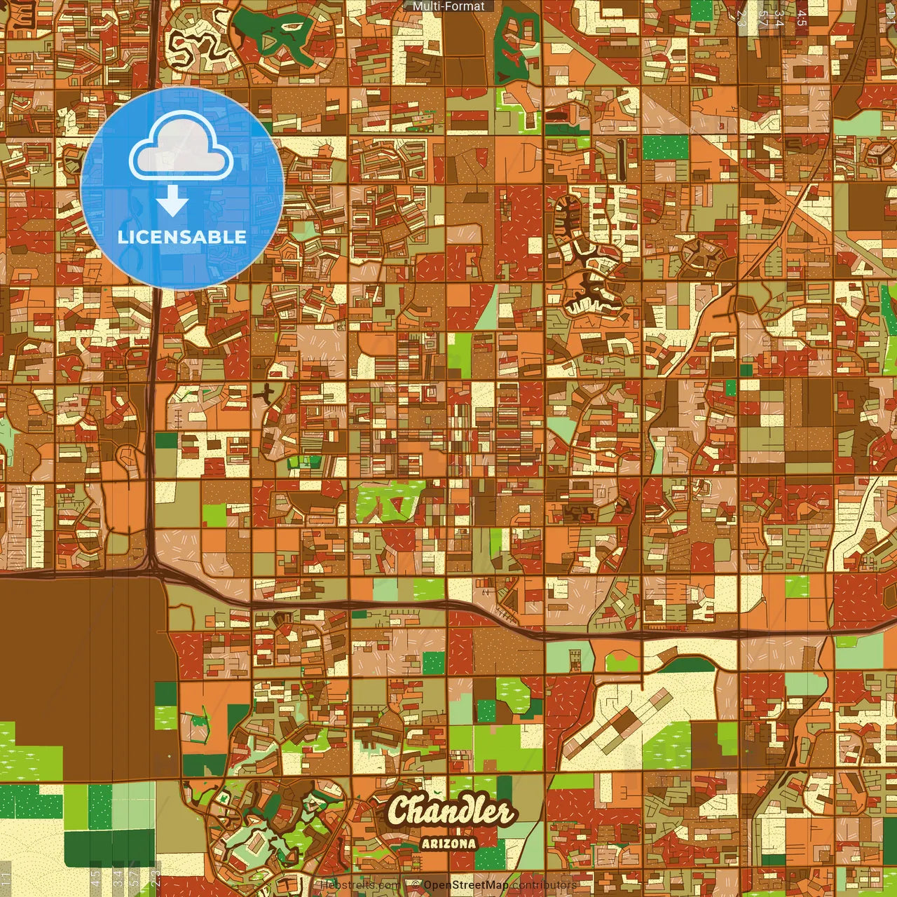 Chandler Arizona Farmhouse Poster Art Map Template