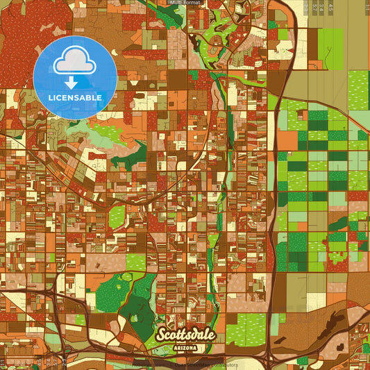 Scottsdale Arizona Farmhouse Poster Art Map Template