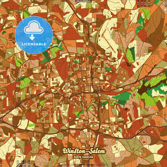 Winston–Salem North Carolina Farmhouse Poster Art Map Template