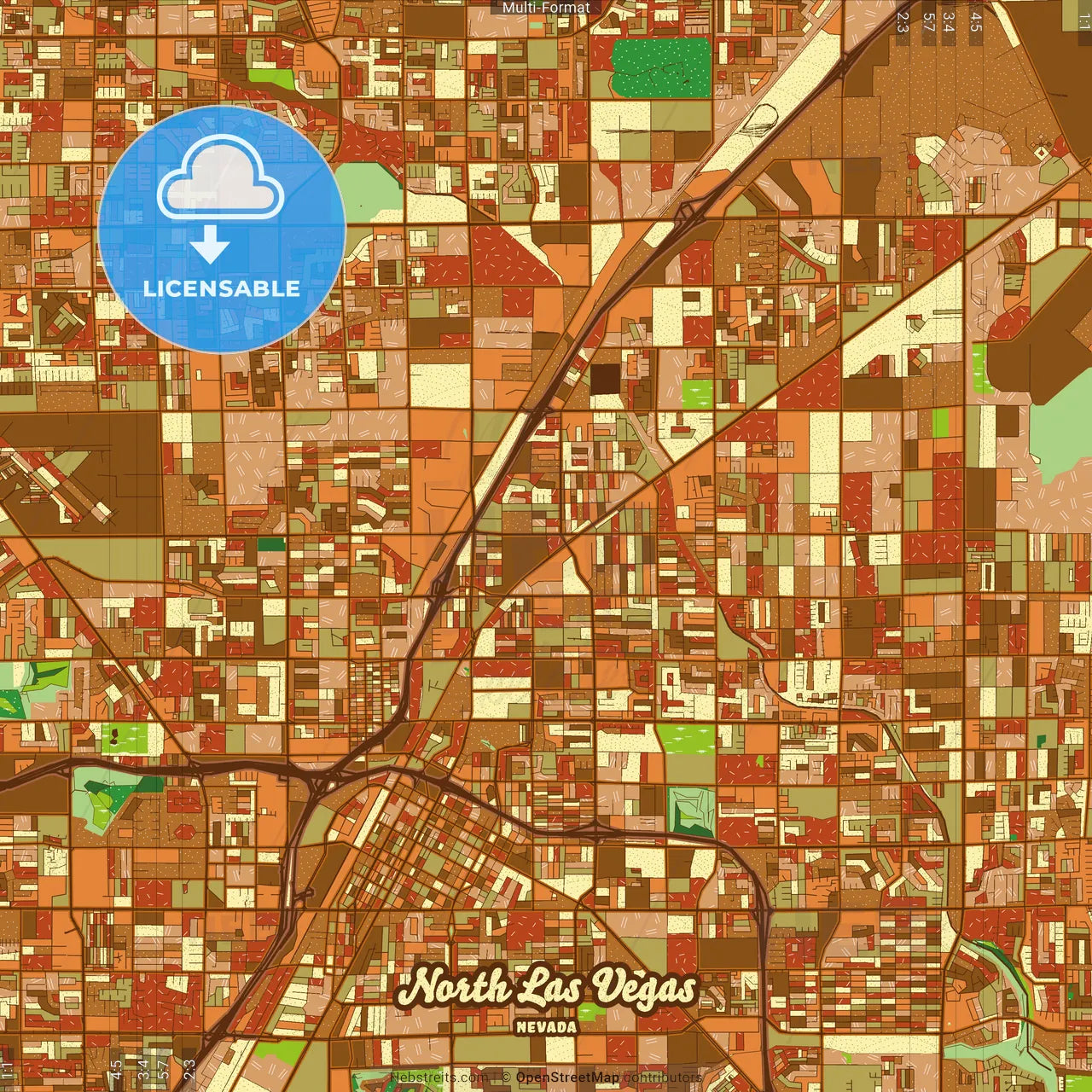 North Las Vegas Nevada Farmhouse Poster Art Map Template