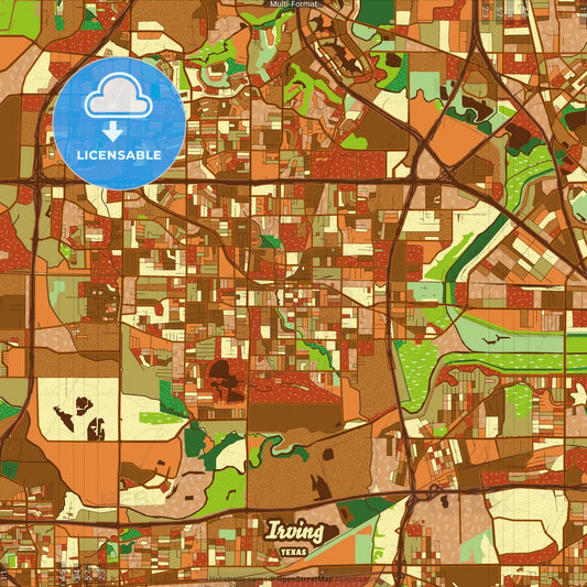 Irving Texas Farmhouse Poster Art Map Template