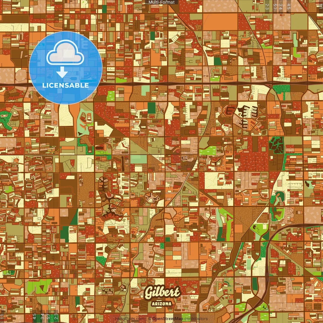 Gilbert Arizona Farmhouse Poster Art Map Template