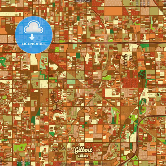 Gilbert Arizona Farmhouse Poster Art Map Template