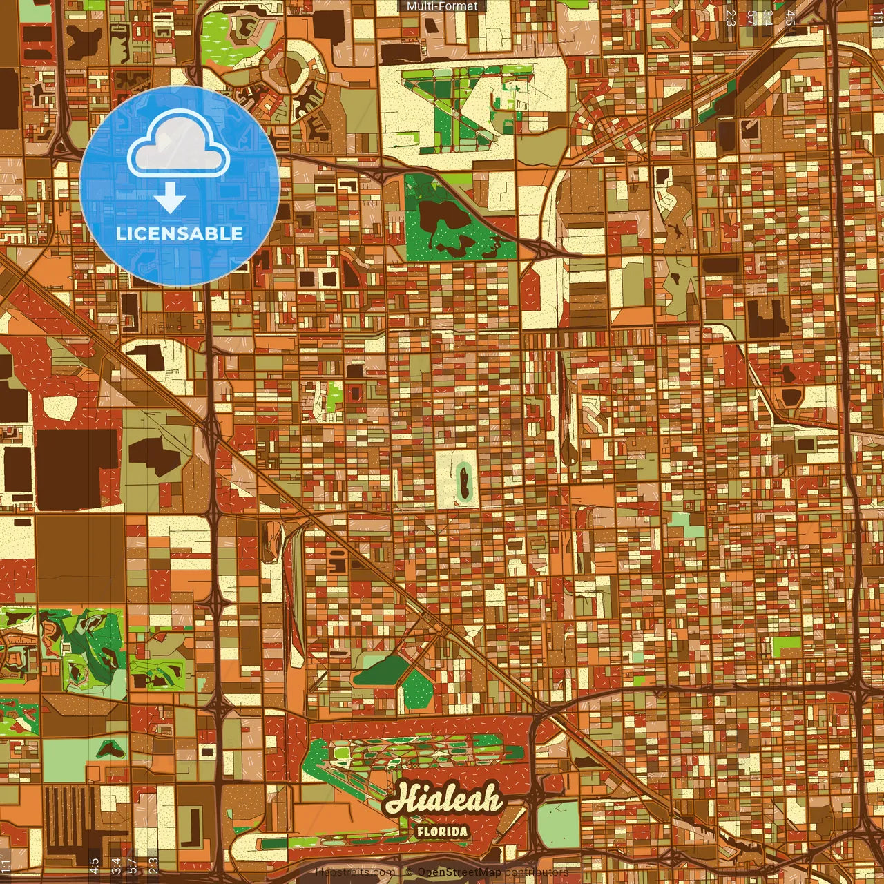 Hialeah Florida Farmhouse Poster Art Map Template