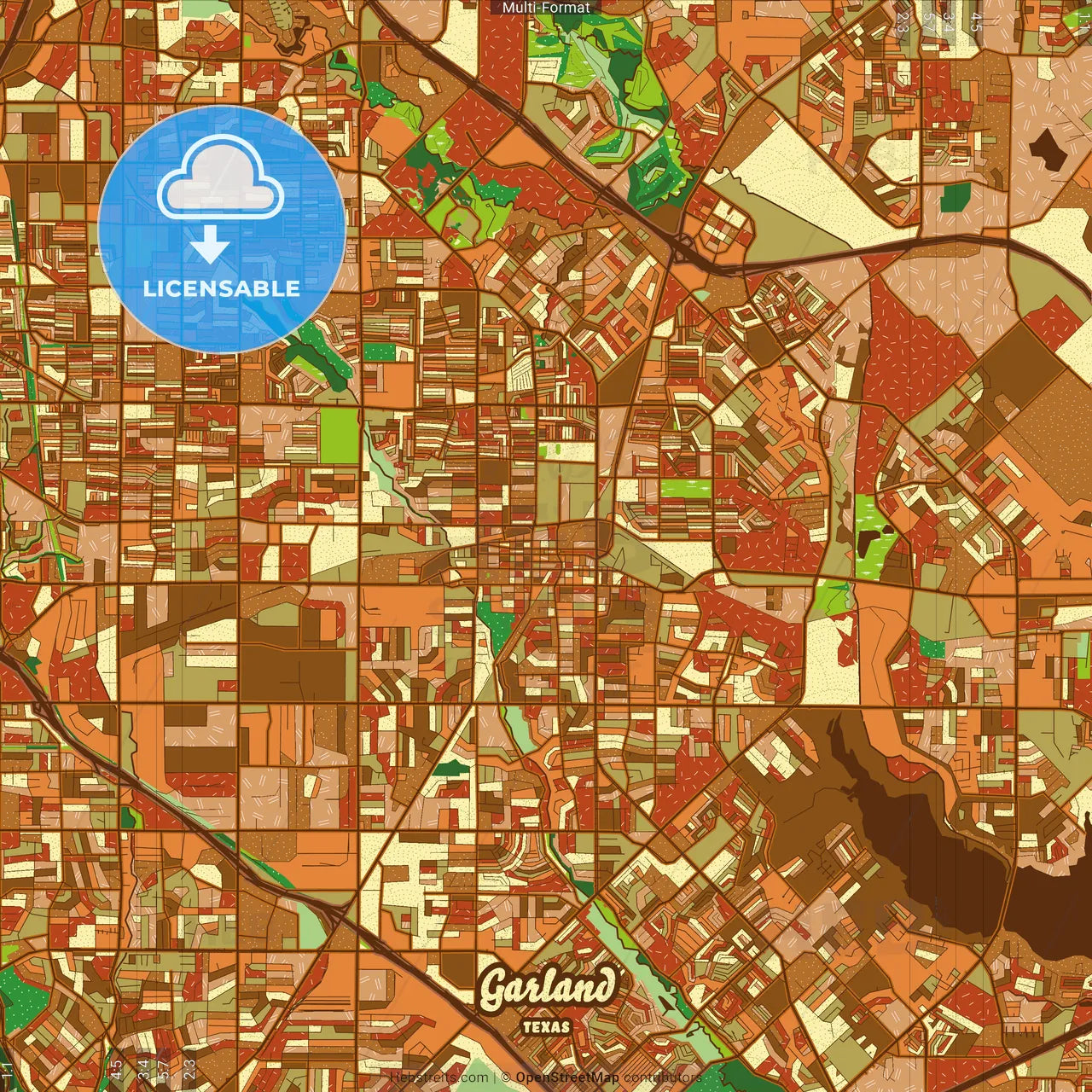 Garland Texas Farmhouse Poster Art Map Template