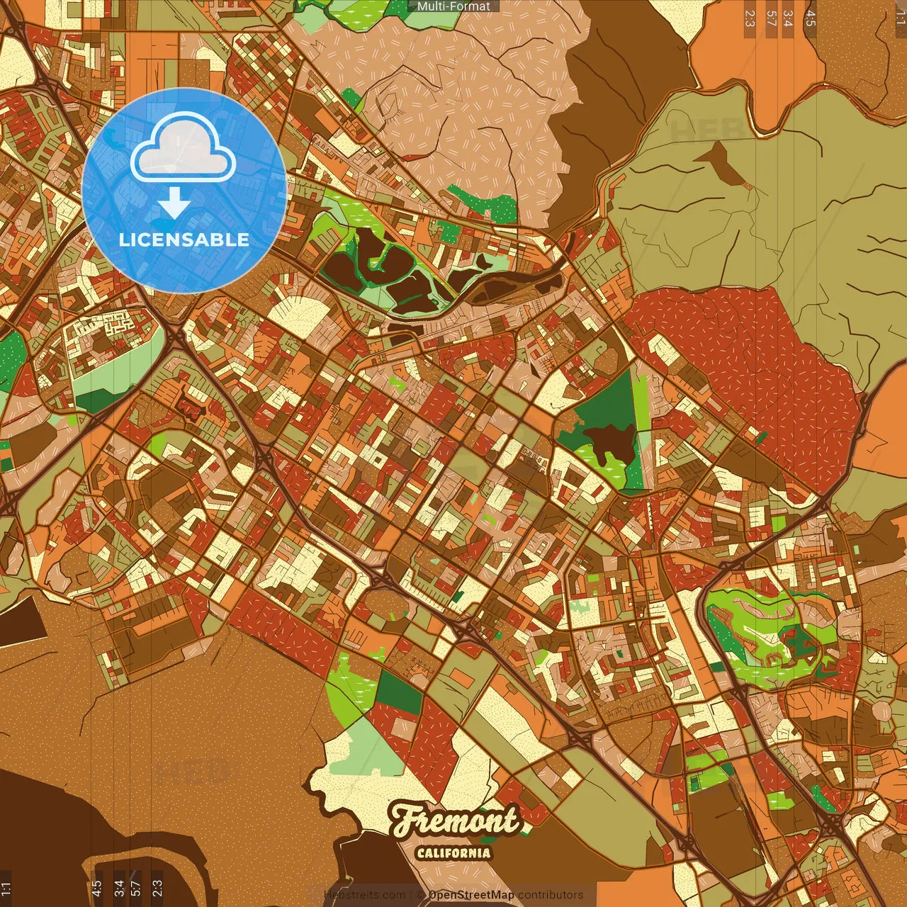 Fremont California Farmhouse Poster Art Map Template