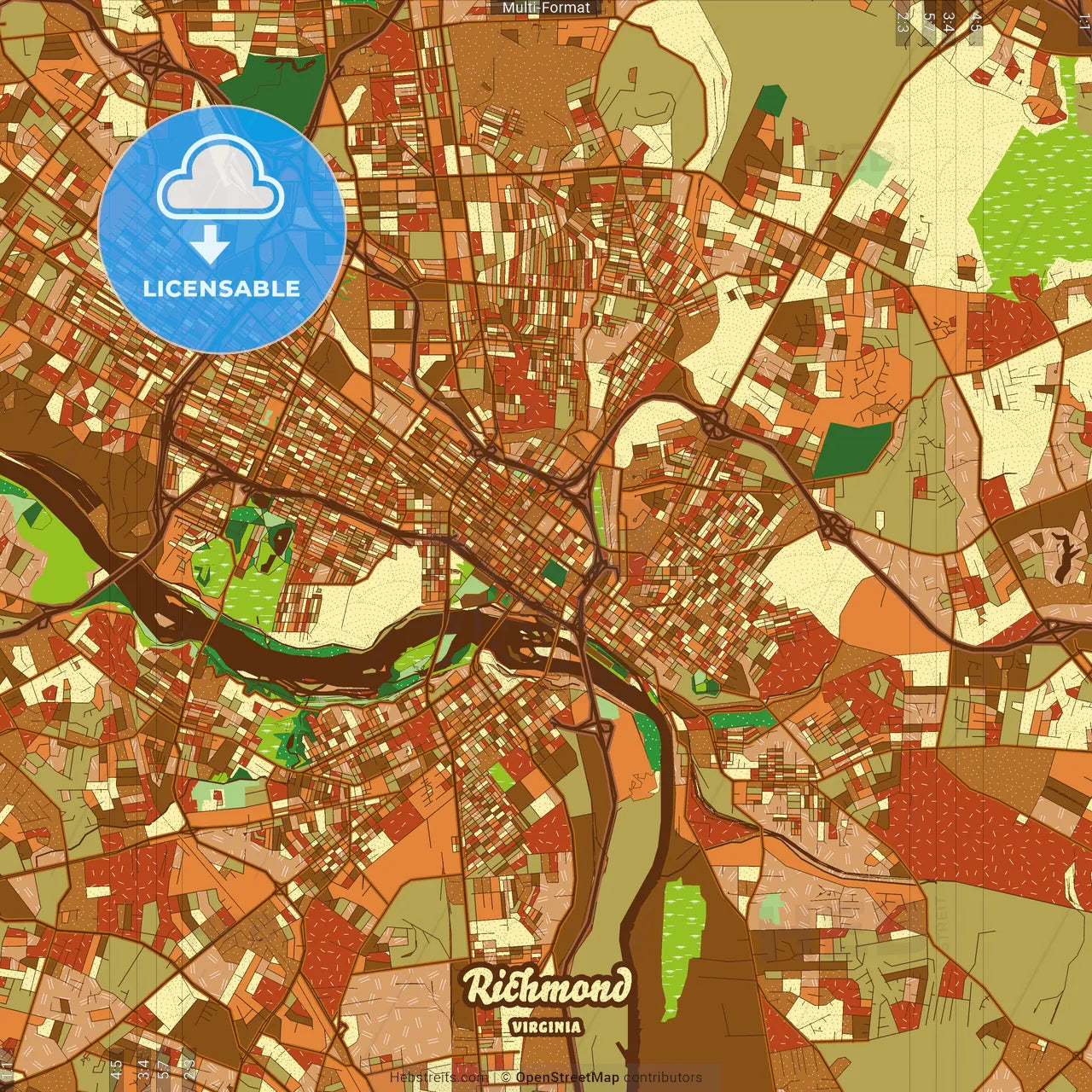 Richmond Virginia Farmhouse Poster Art Map Template