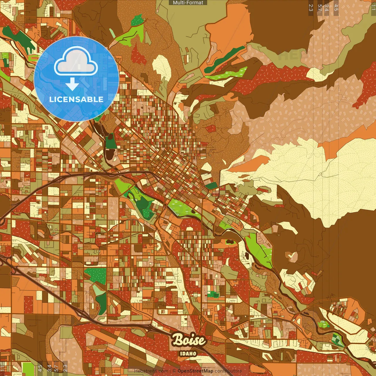 Boise Idaho Farmhouse Poster Art Map Template