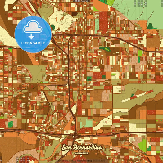 San Bernardino California Farmhouse Poster Art Map Template