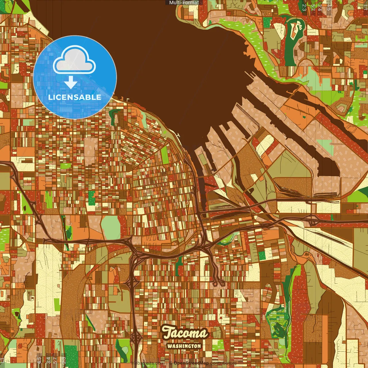 Tacoma Washington Farmhouse Poster Art Map Template