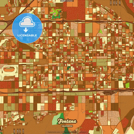 Fontana California Farmhouse Poster Art Map Template