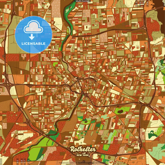 Rochester New York Farmhouse Poster Art Map Template