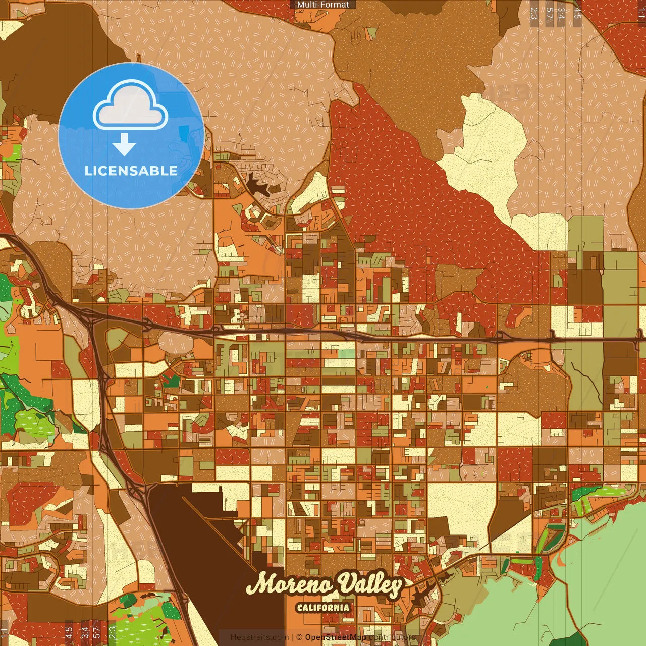 Moreno Valley California Farmhouse Poster Art Map Template