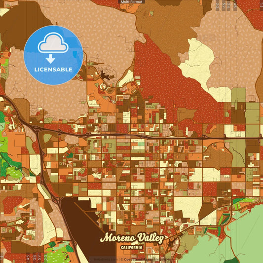 Moreno Valley California Farmhouse Poster Art Map Template