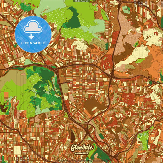 Glendale California Farmhouse Poster Art Map Template