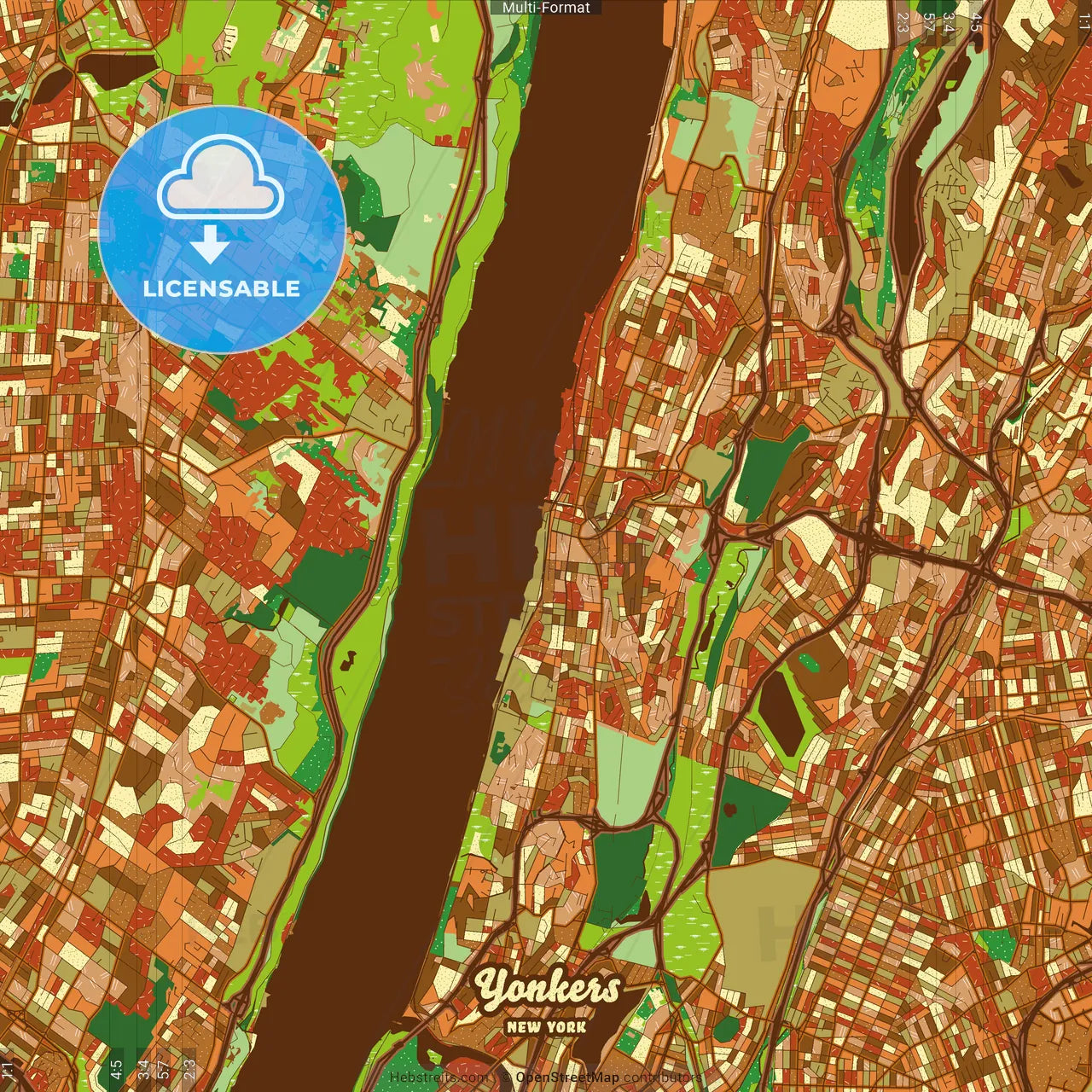 Yonkers New York Farmhouse Poster Art Map Template