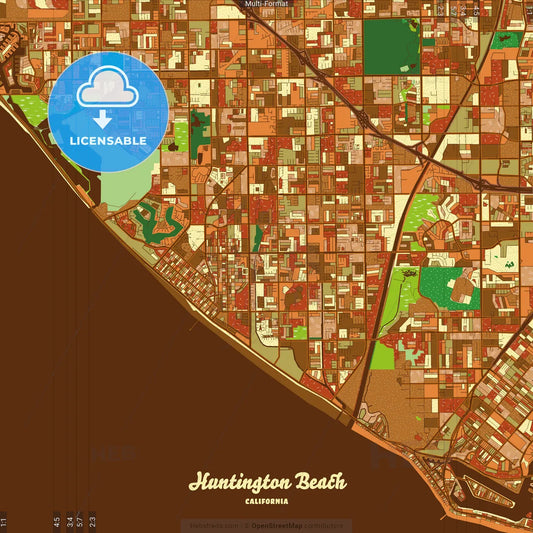 Huntington Beach California Farmhouse Poster Art Map Template