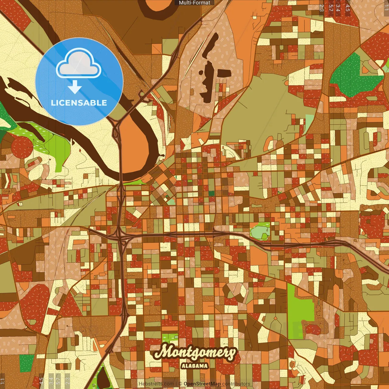 Montgomery Alabama Farmhouse Poster Art Map Template