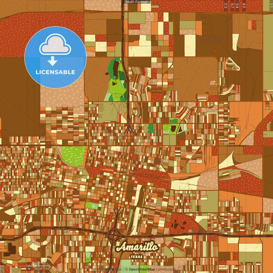 Amarillo Texas Farmhouse Poster Art Map Template