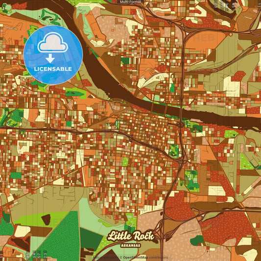 Little Rock Arkansas Farmhouse Poster Art Map Template