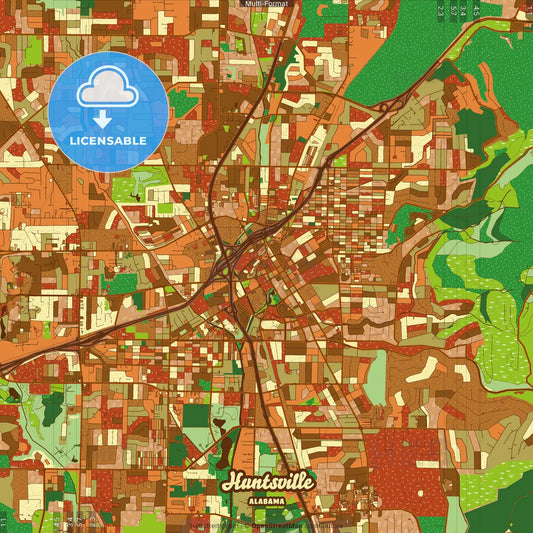 Huntsville Alabama Farmhouse Poster Art Map Template