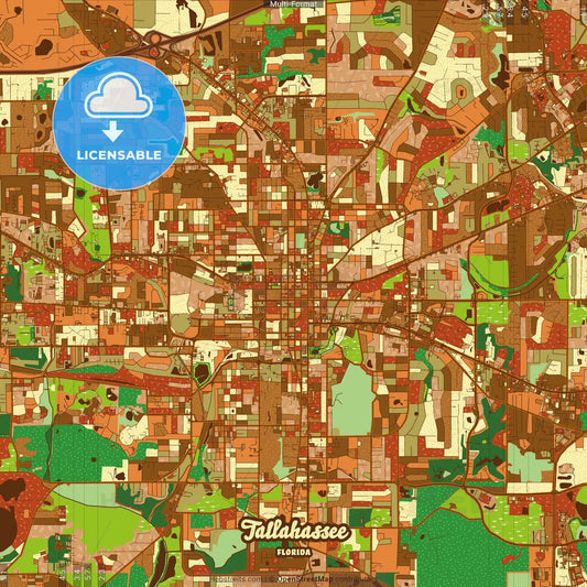 Tallahassee Florida Farmhouse Poster Art Map Template