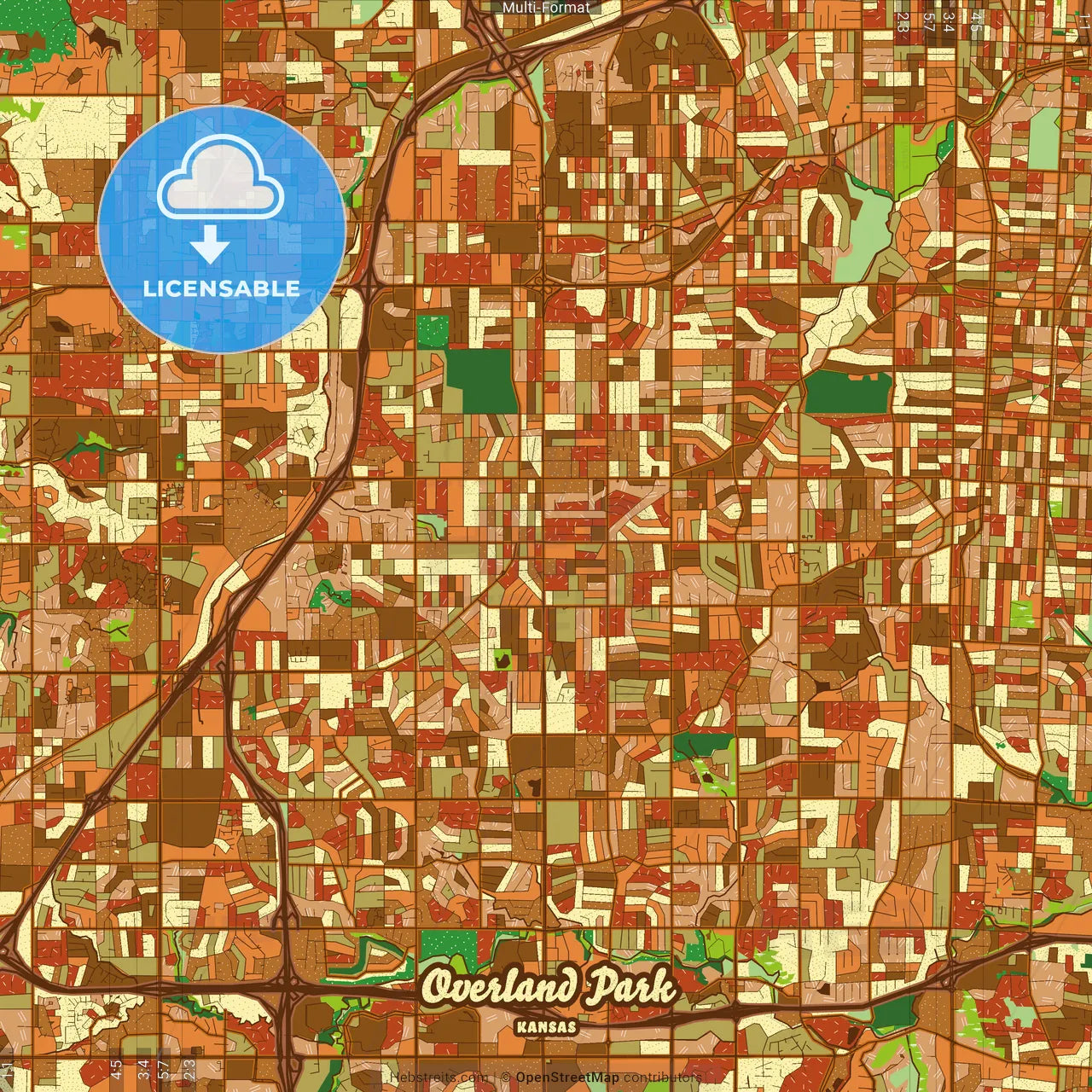 Overland Park Kansas Farmhouse Poster Art Map Template