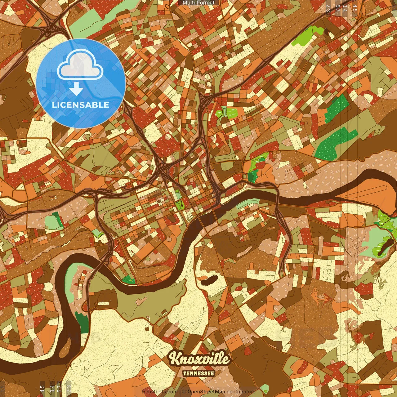 Knoxville Tennessee Farmhouse Poster Art Map Template