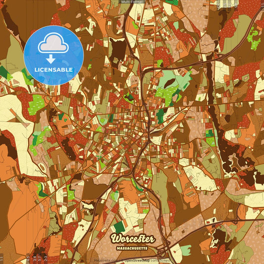 Worcester Massachusetts Farmhouse Poster Art Map Template