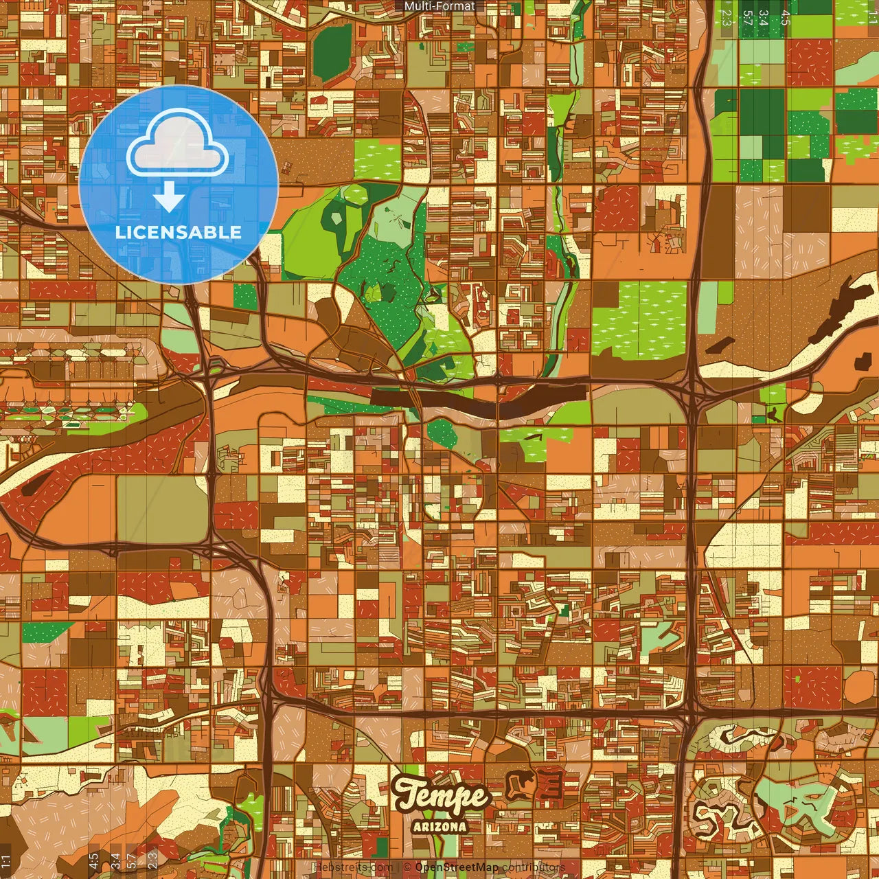 Tempe Arizona Farmhouse Poster Art Map Template