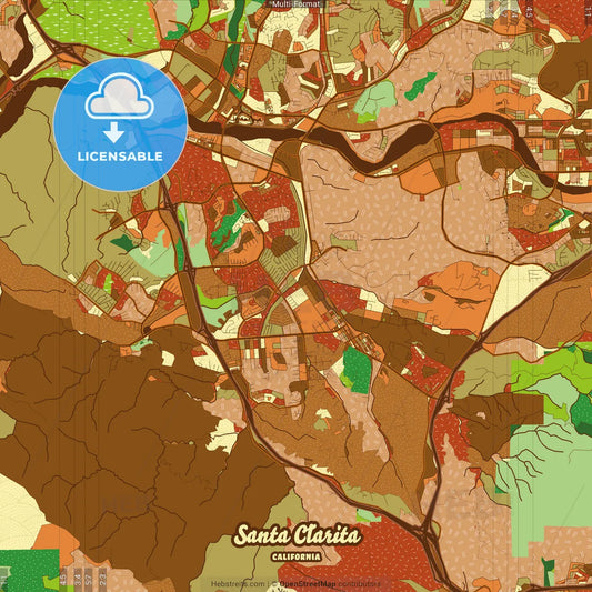 Santa Clarita California Farmhouse Poster Art Map Template