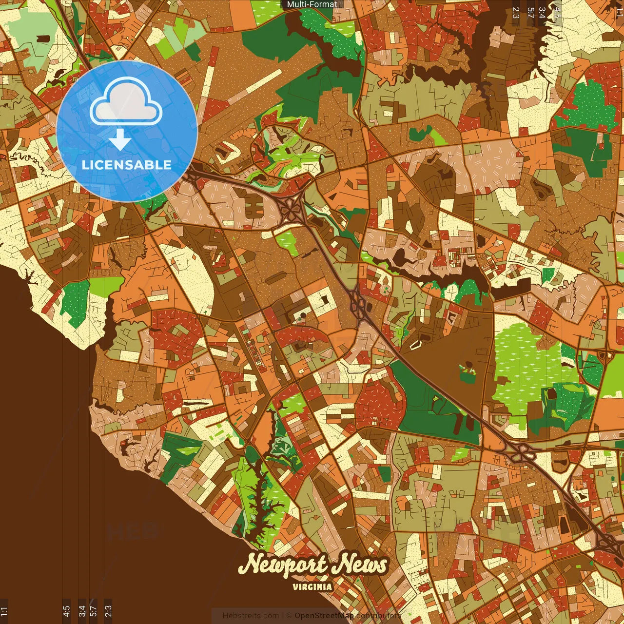 Newport News Virginia Farmhouse Poster Art Map Template