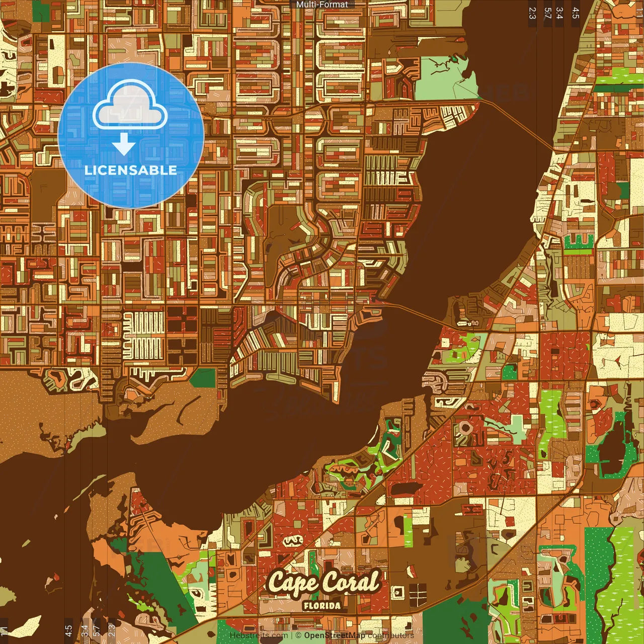 Cape Coral Florida Farmhouse Poster Art Map Template