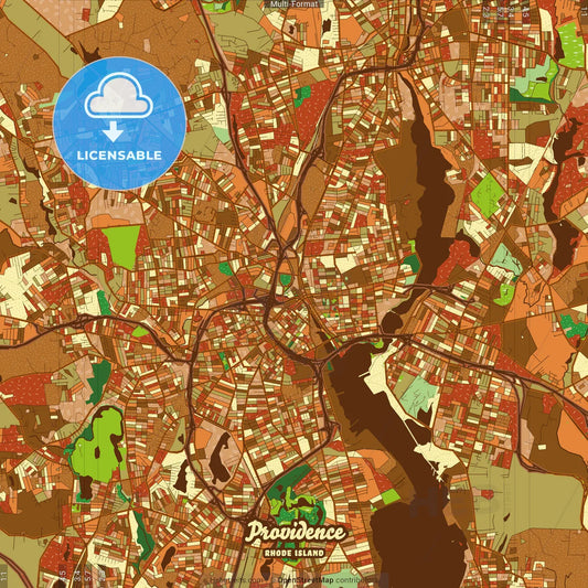 Providence Rhode Island Farmhouse Poster Art Map Template