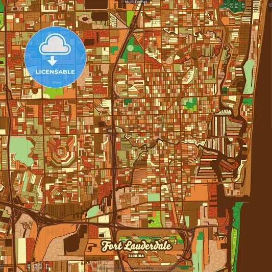 Fort Lauderdale Florida Farmhouse Poster Art Map Template