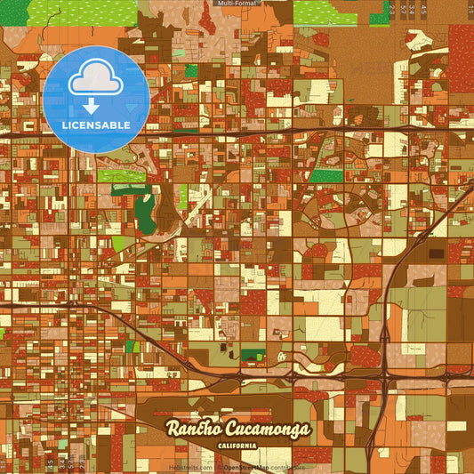 Rancho Cucamonga California Farmhouse Poster Art Map Template