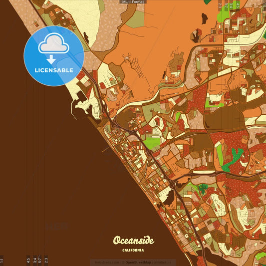 Oceanside California Farmhouse Poster Art Map Template