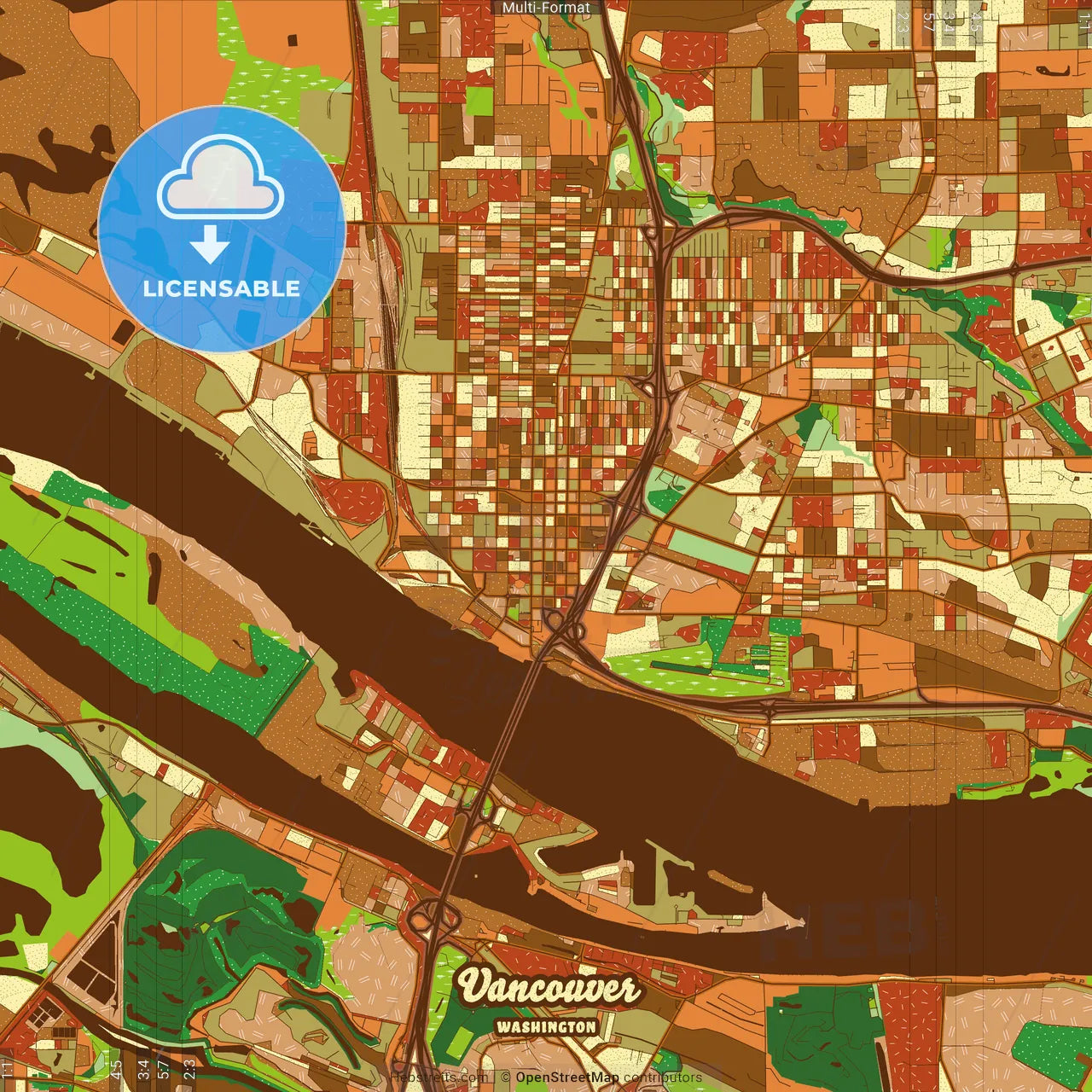 Vancouver Washington Farmhouse Poster Art Map Template