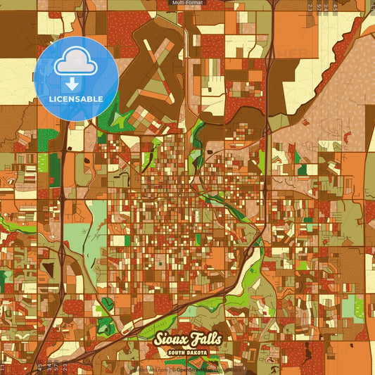 Sioux Falls South Dakota Farmhouse Poster Art Map Template