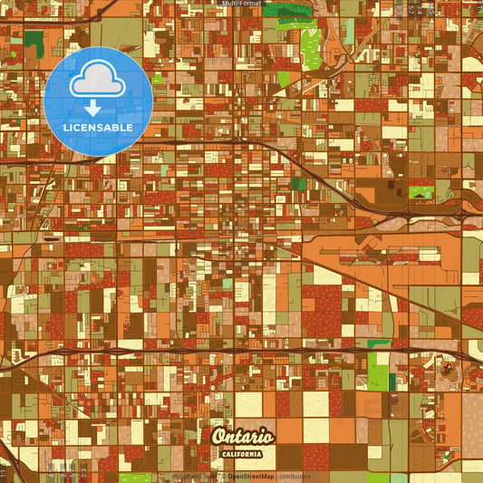 Ontario California Farmhouse Poster Art Map Template