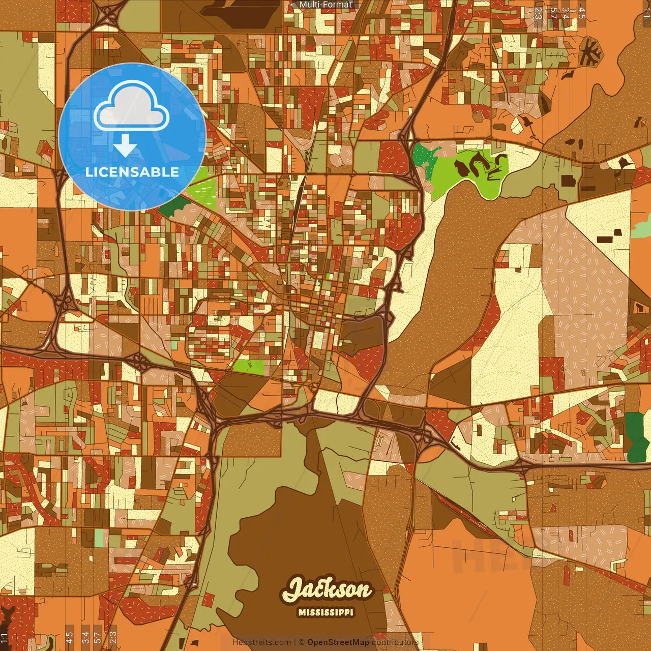 Jackson Mississippi Farmhouse Poster Art Map Template