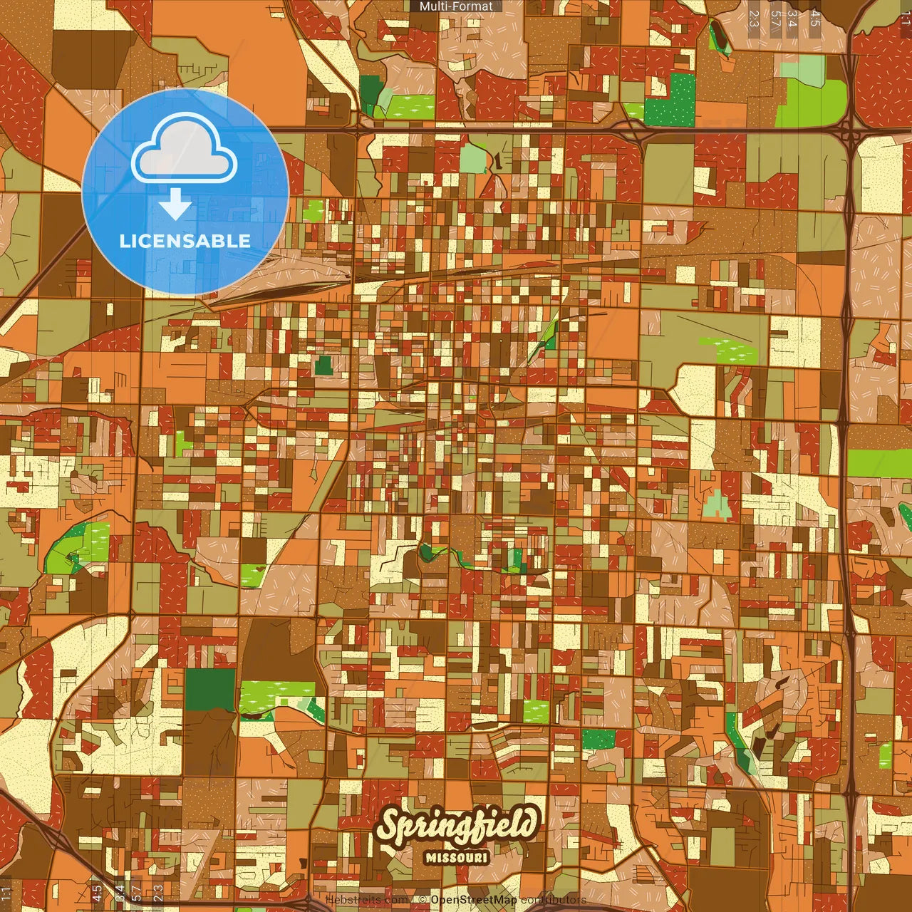 Springfield Missouri Farmhouse Poster Art Map Template