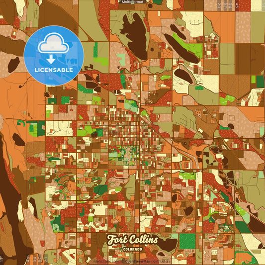 Fort Collins Colorado Farmhouse Poster Art Map Template