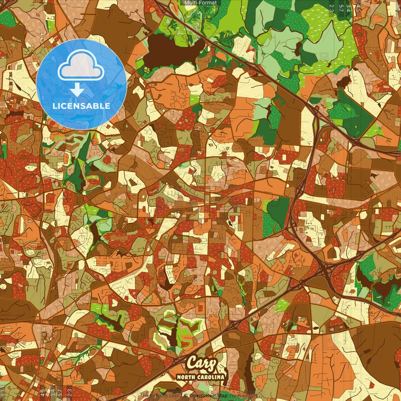 Cary North Carolina Farmhouse Poster Art Map Template